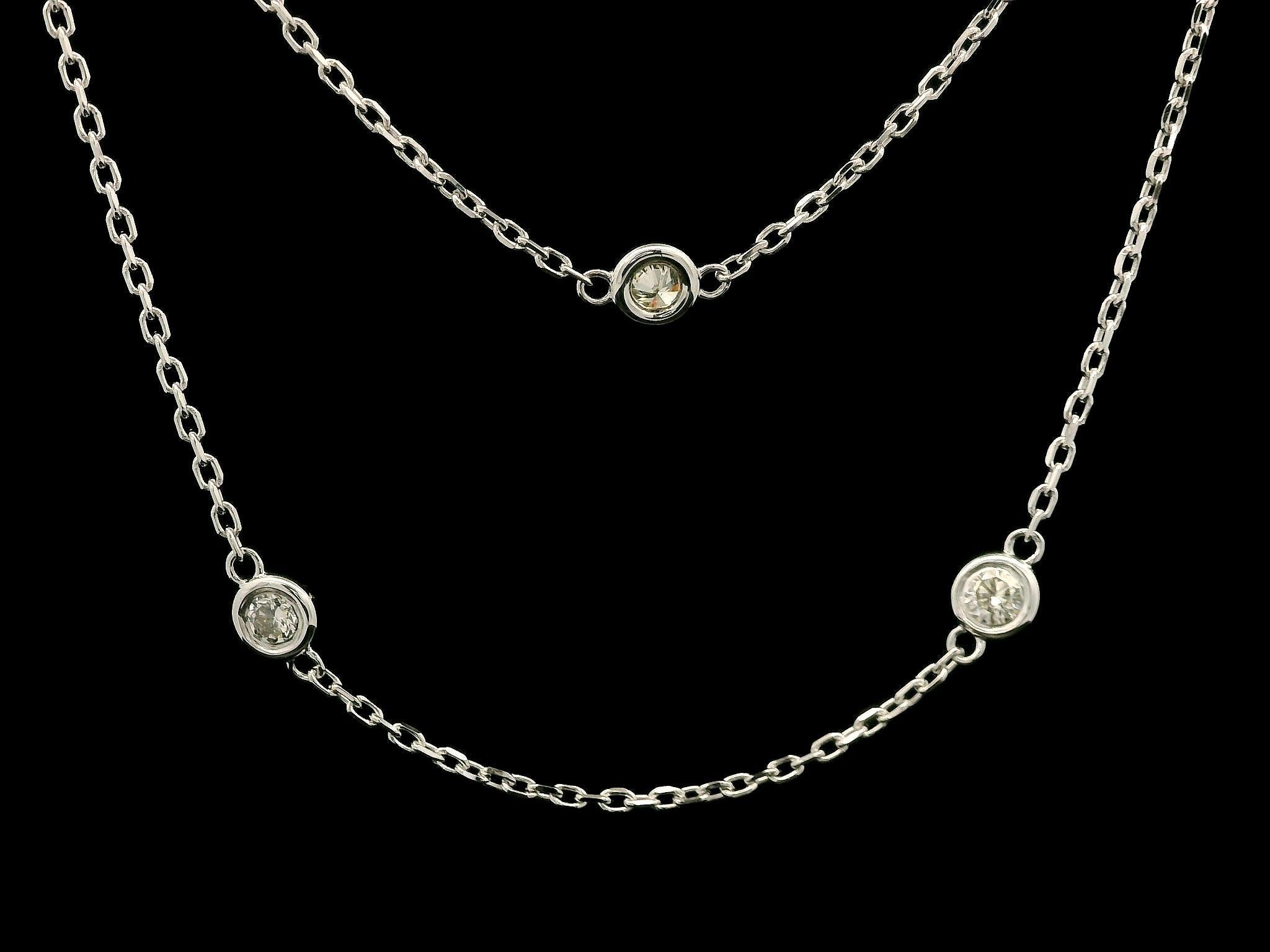 Neu 14k Weißgold 0,79ctw Runde Diamant 10 Station durch die Yard-Kette Halskette im Zustand „Neu“ im Angebot in Montclair, NJ