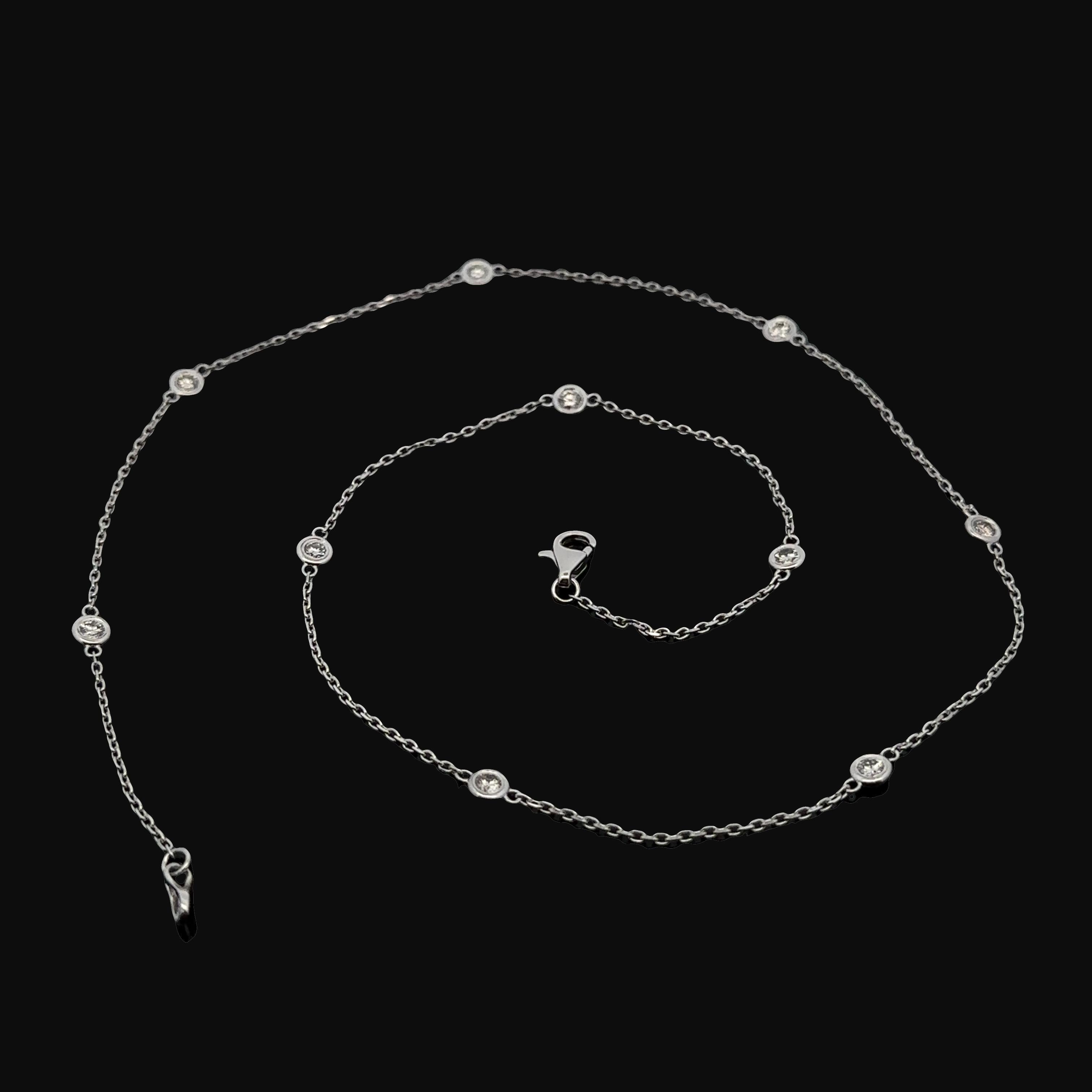 Neu 14k Weißgold 0,79ctw Runde Diamant 10 Station durch die Yard-Kette Halskette Damen im Angebot