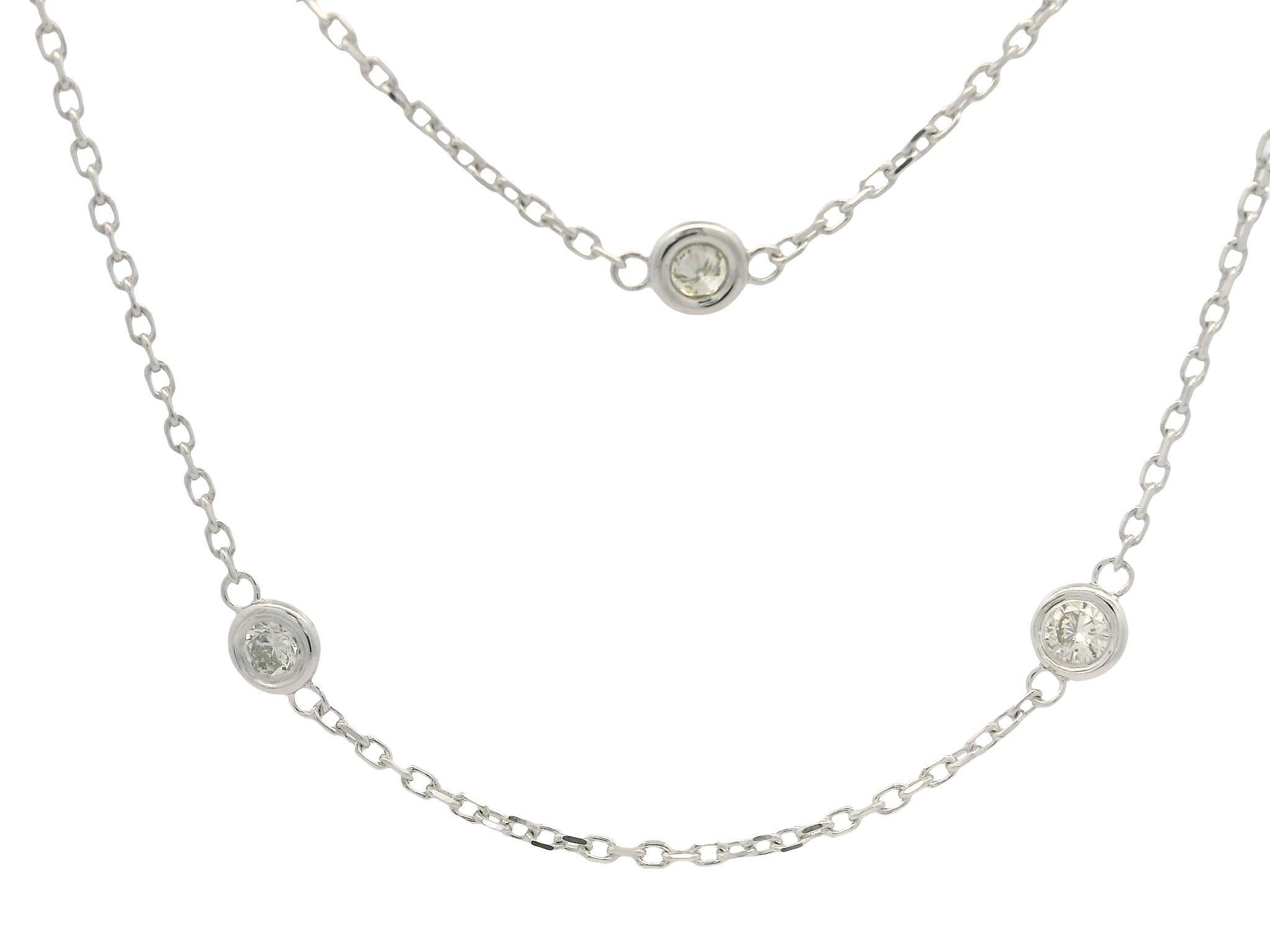 Neu 14k Weißgold 0,79ctw Runde Diamant 10 Station durch die Yard-Kette Halskette im Angebot 1