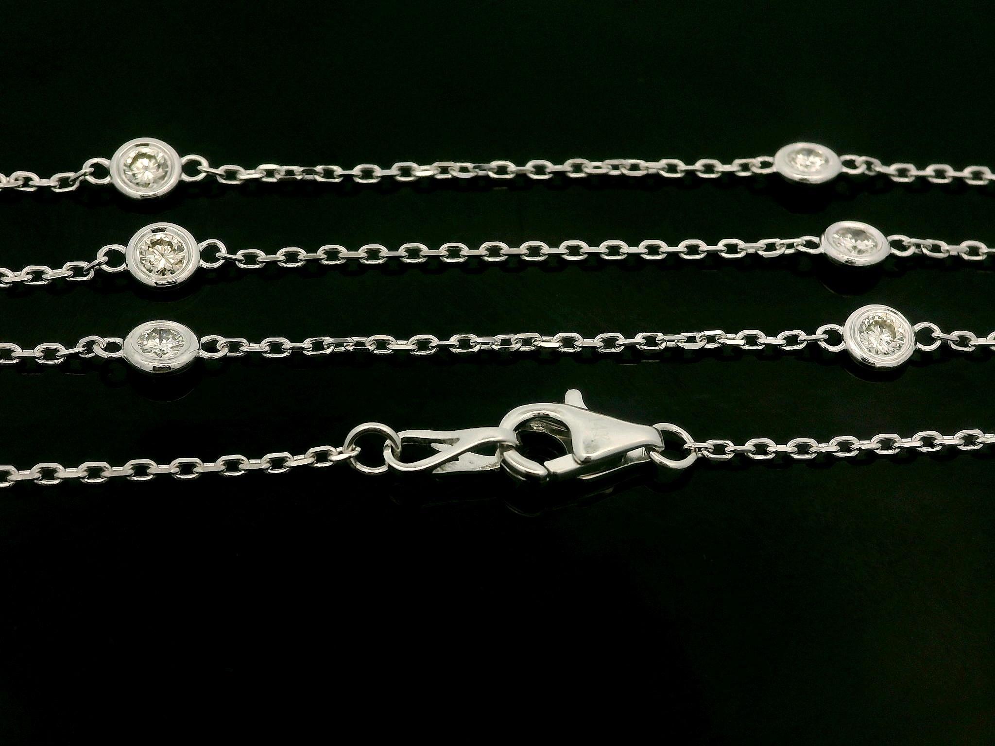 Neu 14k Weißgold 0,79ctw Runde Diamant 10 Station durch die Yard-Kette Halskette im Angebot 2