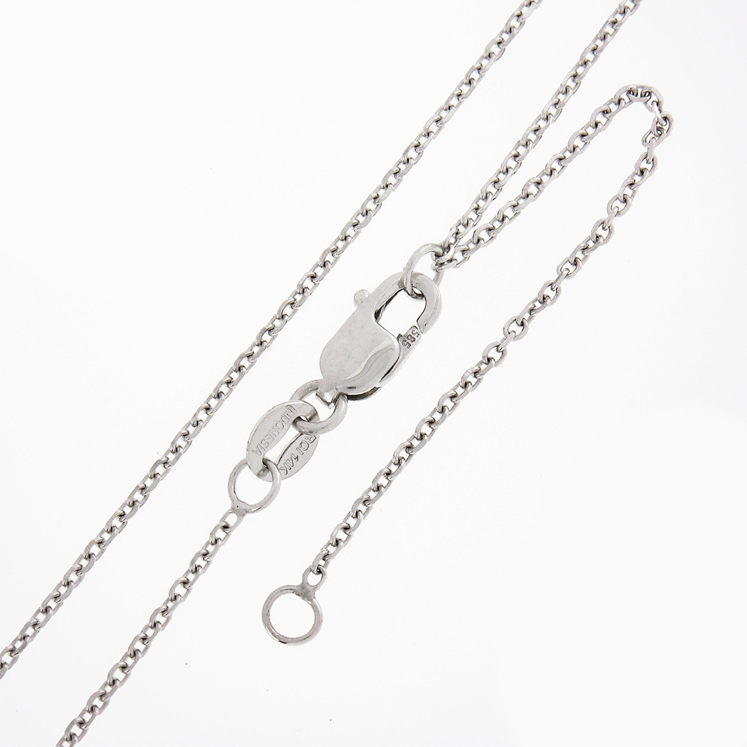 Verstellbarer Solitär-Anhänger, NEU 14k Weißgold 0,80 Karat runde Lünette Diamant Solitär 1