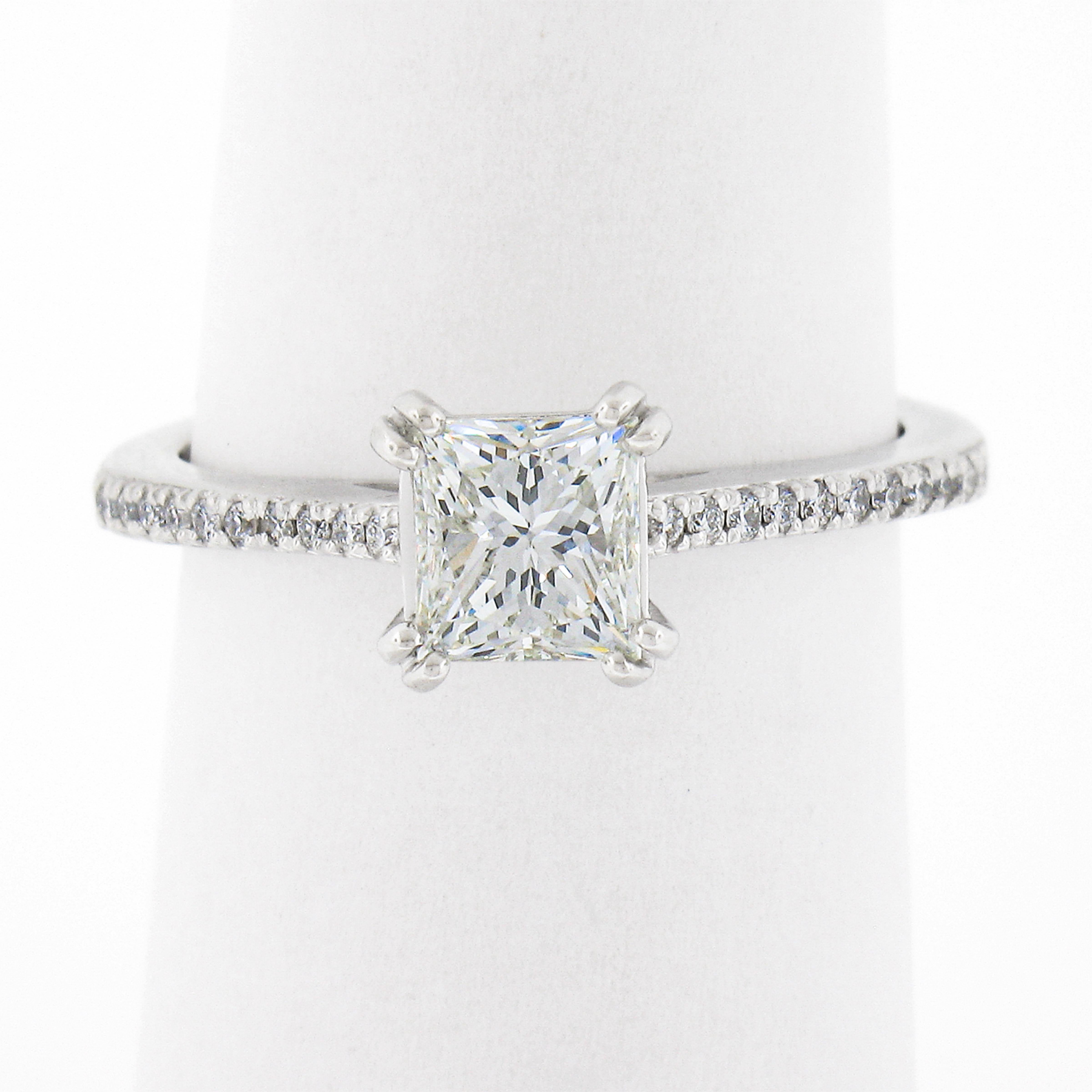 Taille princesse NEW 14k White Gold 1.12ctw GIA Princess Cut Diamond Solitaire Engagement Ring en vente