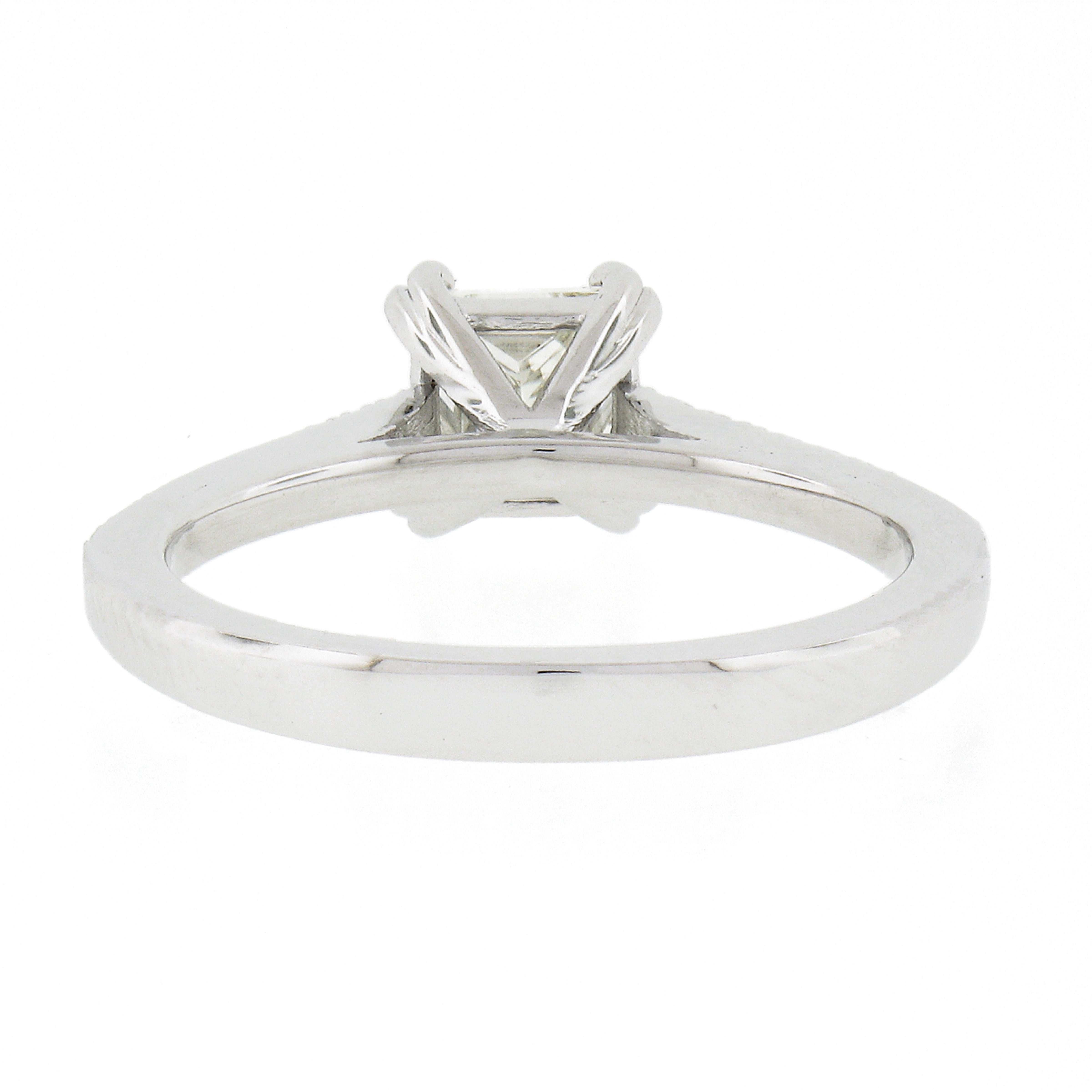 New 14k White Gold 1.12ctw GIA Princess Cut Diamond Solitaire Engagement Ring For Sale 3