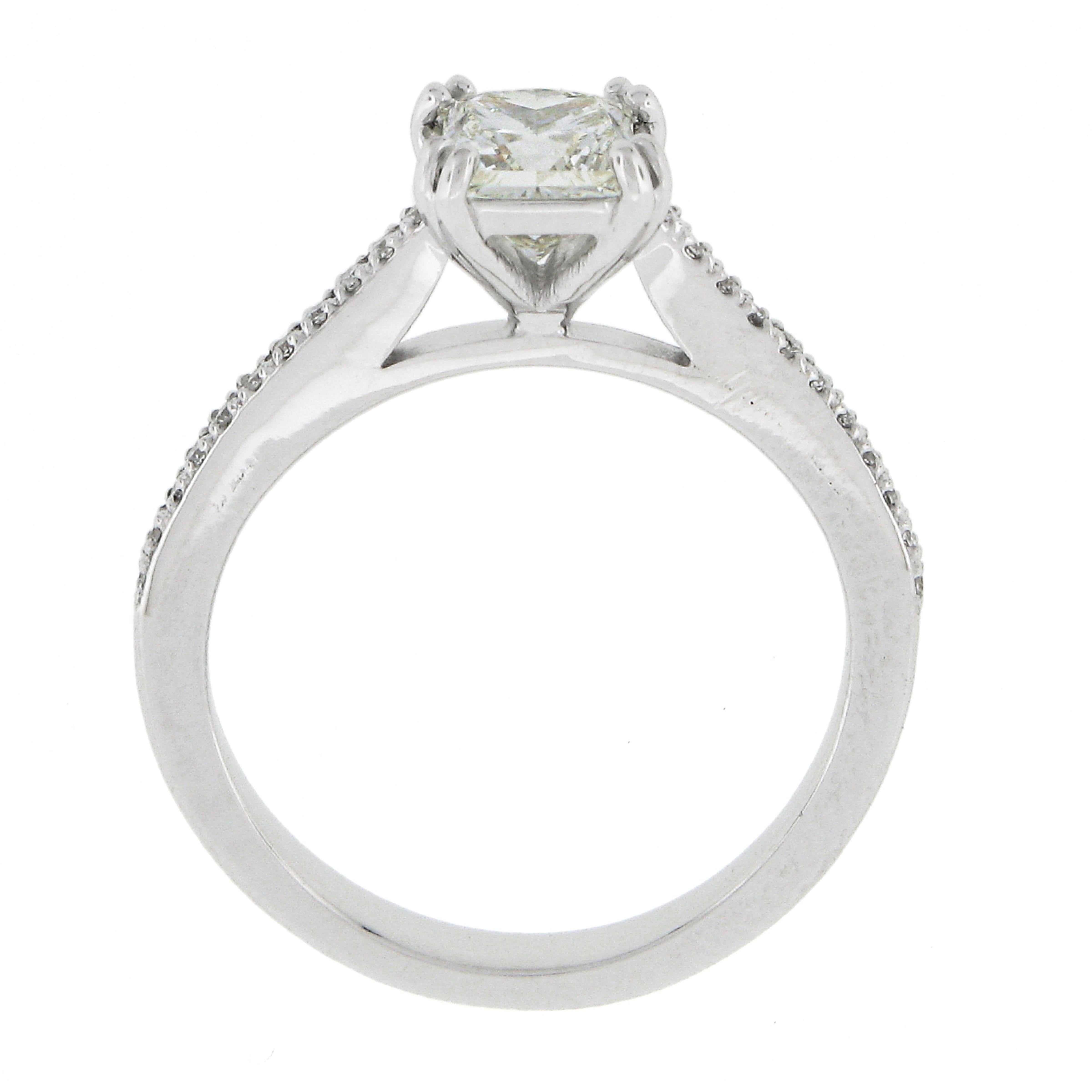 NEW 14k White Gold 1.12ctw GIA Princess Cut Diamond Solitaire Engagement Ring en vente 4