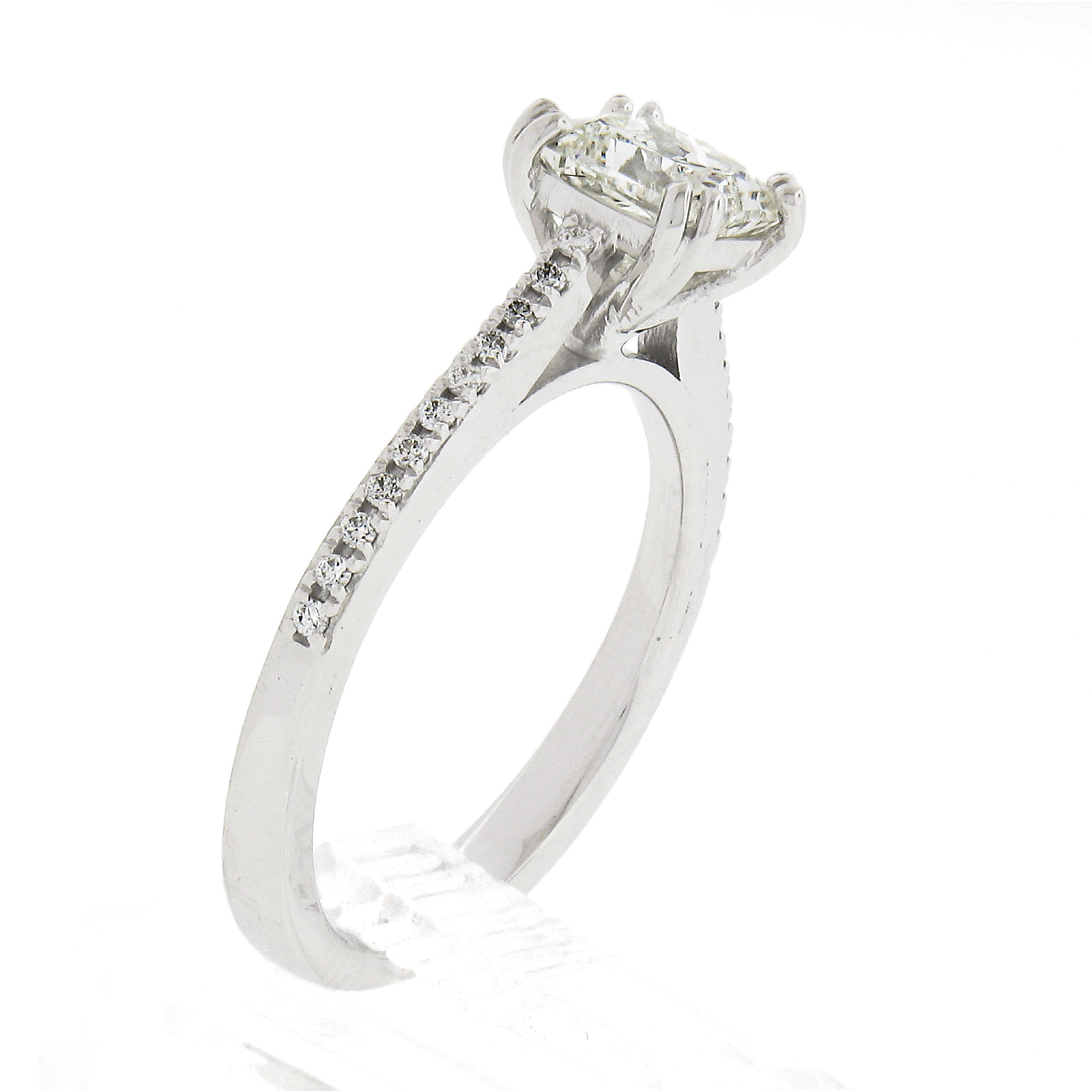 New 14k White Gold 1.12ctw GIA Princess Cut Diamond Solitaire Engagement Ring For Sale 5