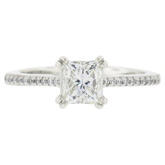 NEW 14k White Gold 1.12ctw GIA Princess Cut Diamond Solitaire Engagement Ring