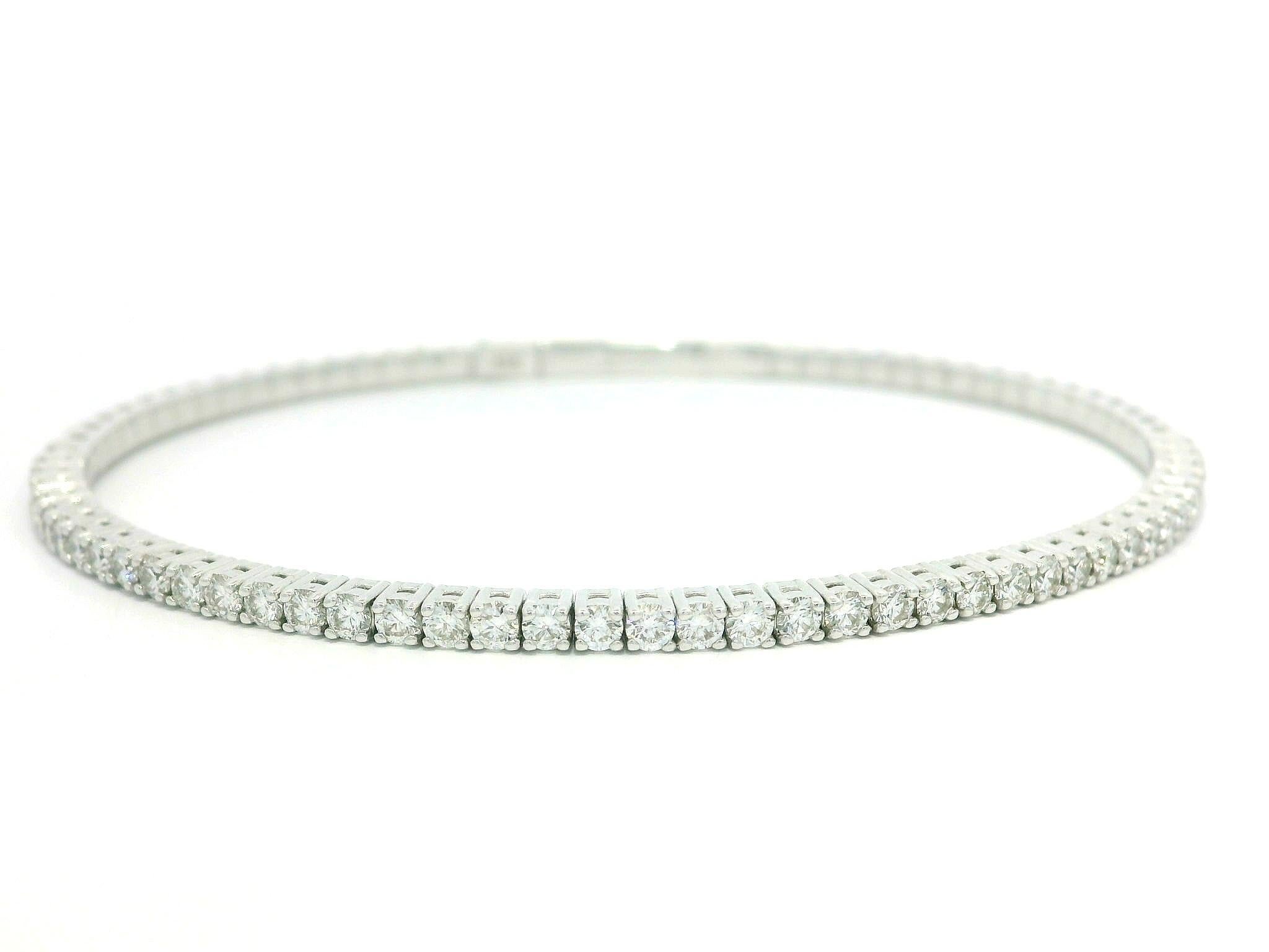 NEW 14k Weißgold 1,36ctw Diamond Flexible Armreif w / Push-Verschluss im Angebot 6