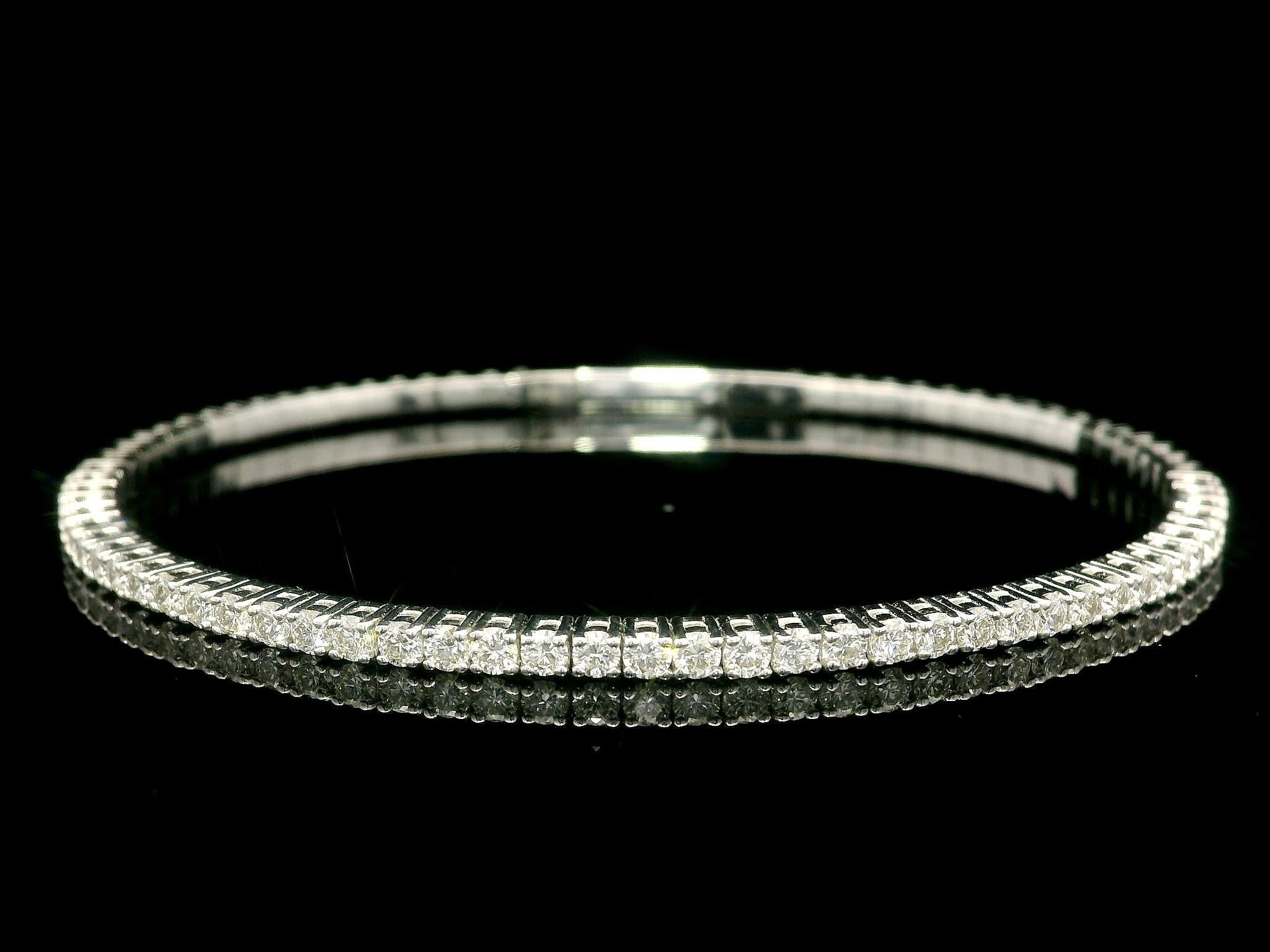 NEW 14k Weißgold 1,36ctw Diamond Flexible Armreif w / Push-Verschluss im Angebot 7