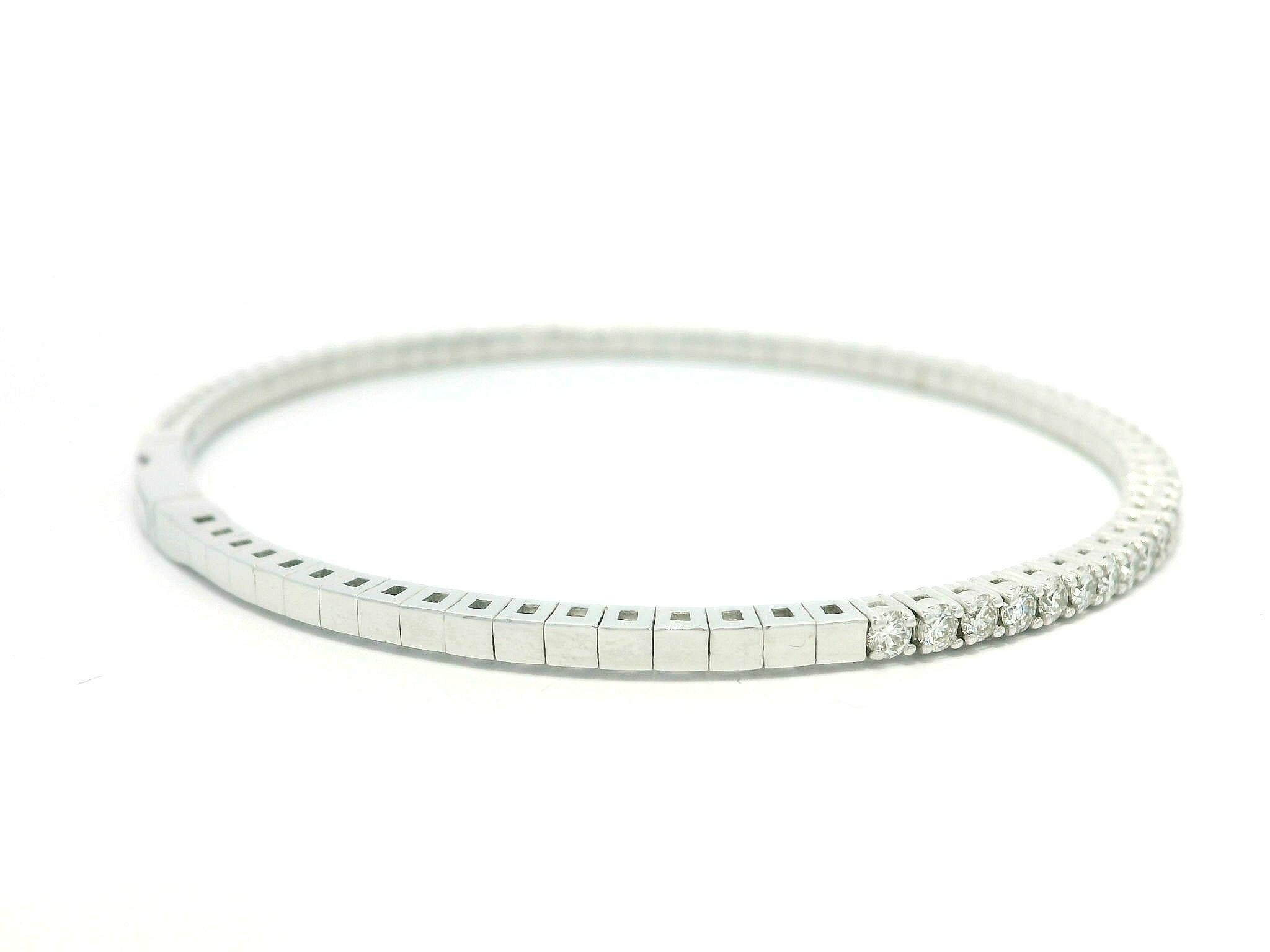 NEW 14k Weißgold 1,36ctw Diamond Flexible Armreif w / Push-Verschluss im Angebot 2