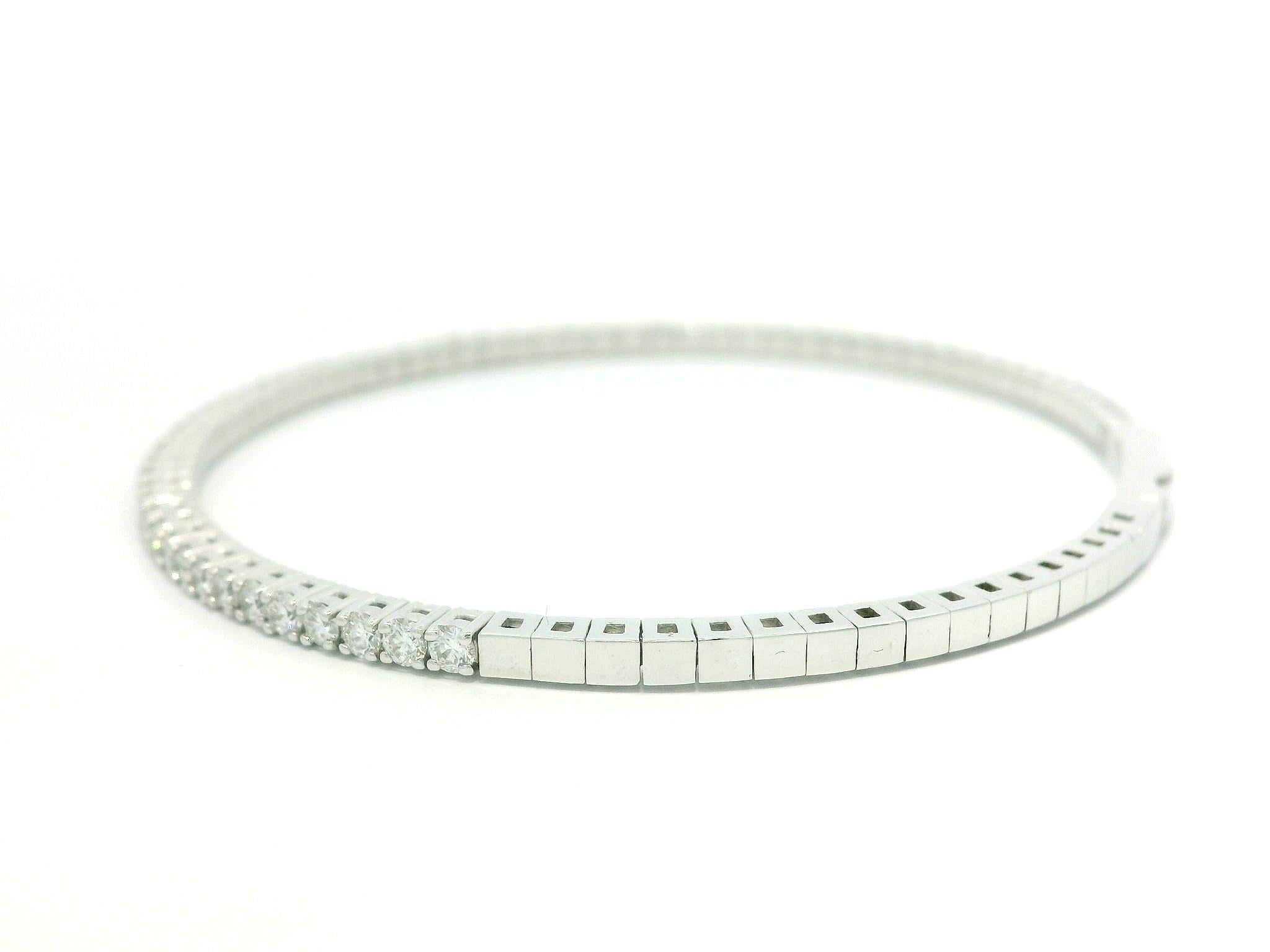 NEW 14k Weißgold 1,36ctw Diamond Flexible Armreif w / Push-Verschluss im Angebot 4