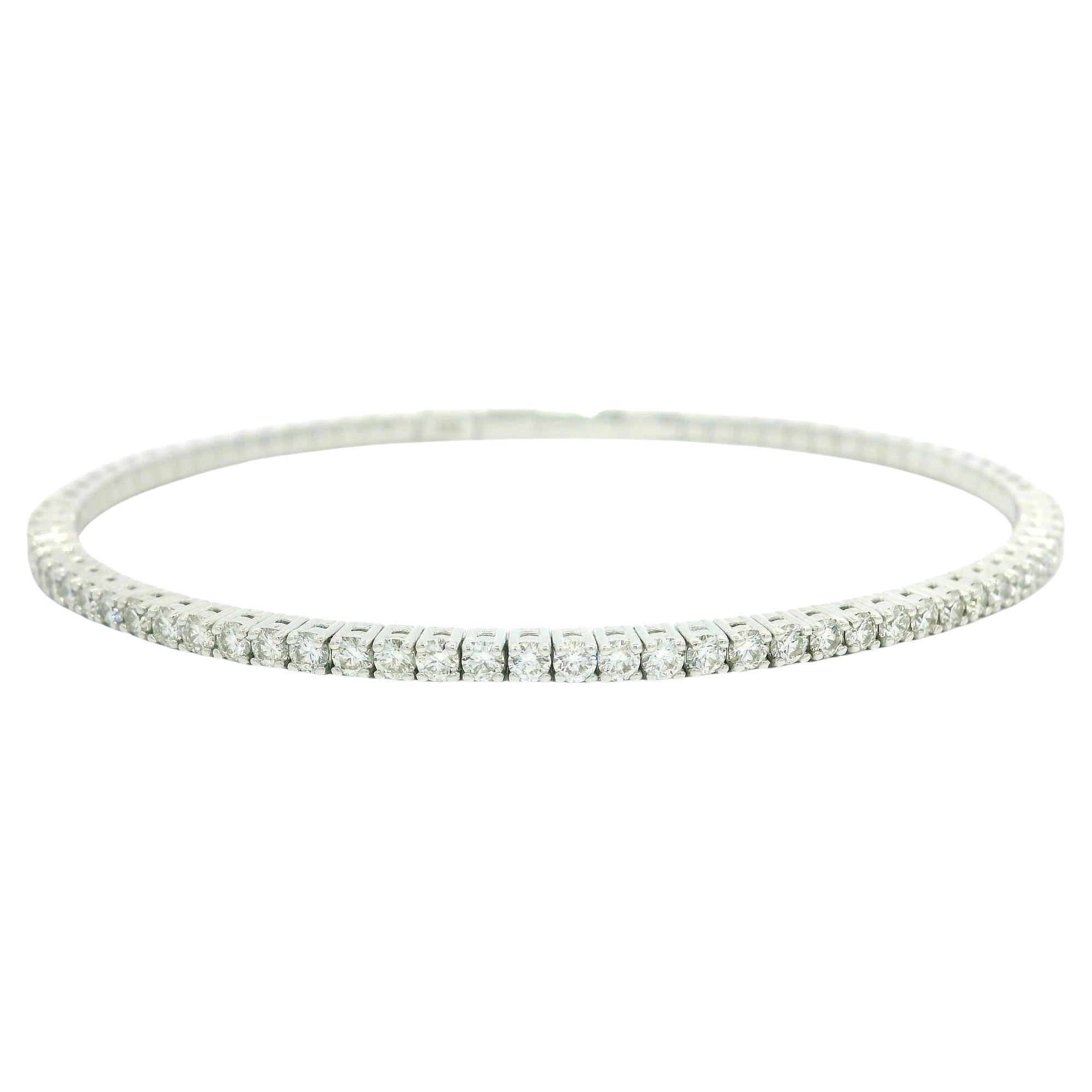 NEW 14k Weißgold 1,36ctw Diamond Flexible Armreif w / Push-Verschluss im Angebot