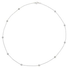 NEW 14K White Gold 1.45ctw Station Round Diamond 18" by the Yard Chain Necklace