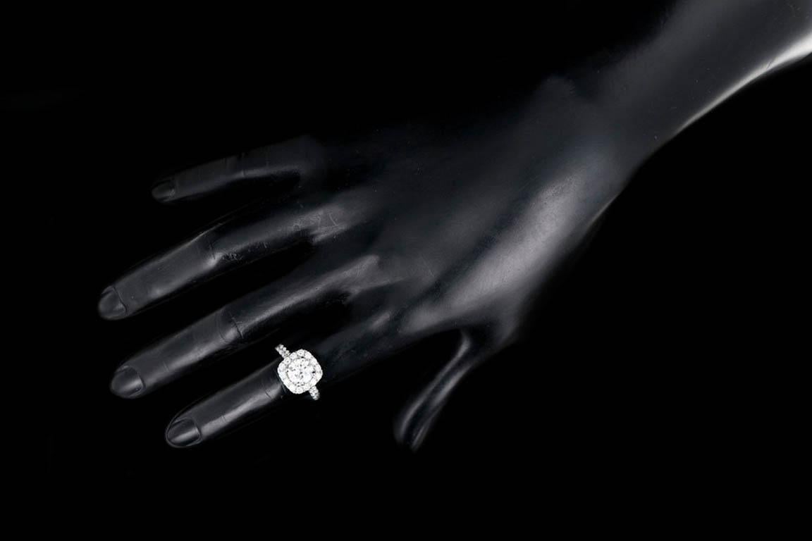 Women's New 14K White Gold 1.51 Carat Round Brilliant Cut Diamond Halo Engagement Ring