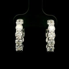 New 14k White Gold 2.01ctw 10 Round Brilliante Diamond Huggie Hoop Earrings (orecchini a cerchio)