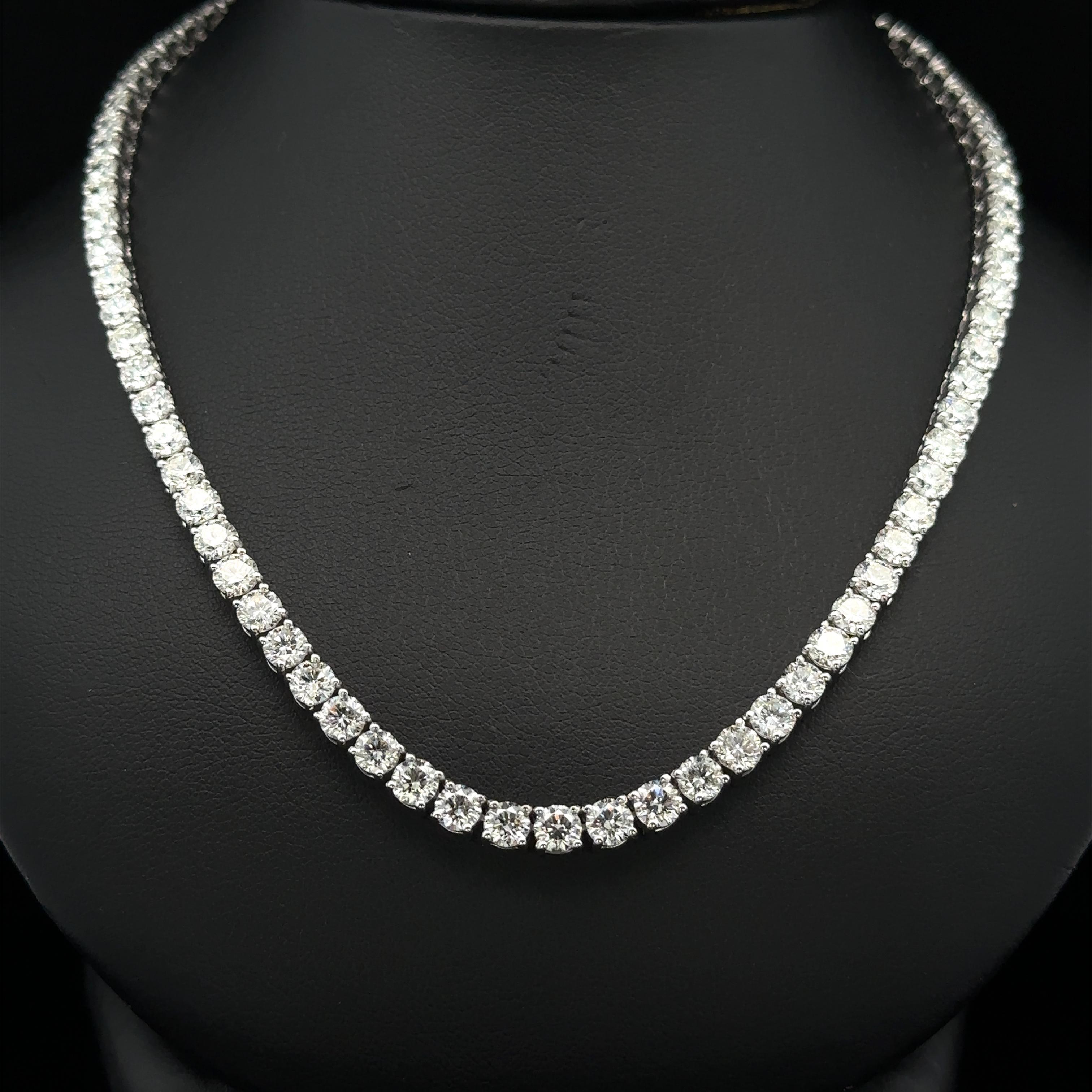 New 14k White Gold 21.19ctw 109 Round Natural Diamond Line 17