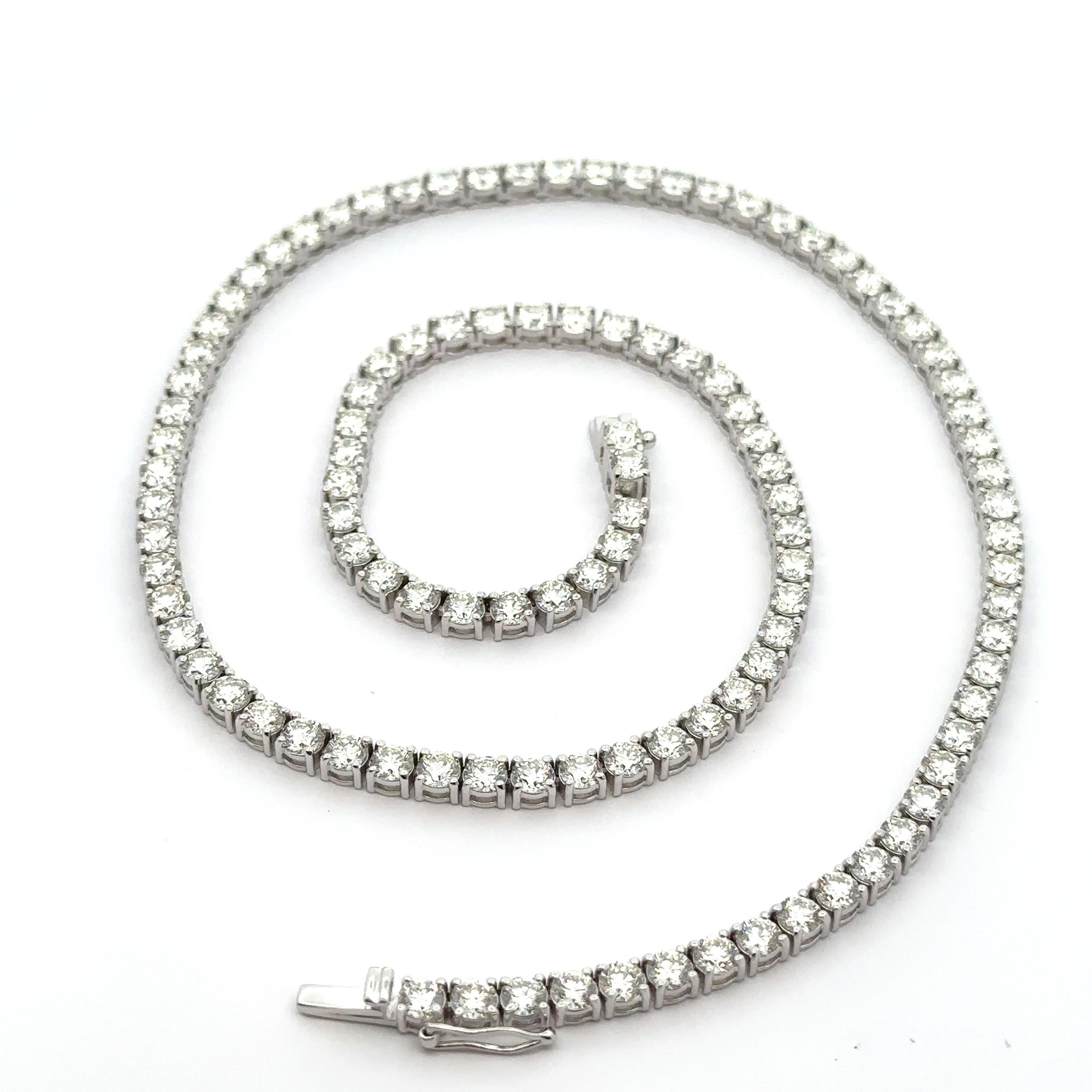 Women's New 14k White Gold 21.19ctw 109 Round Natural Diamond Line 17