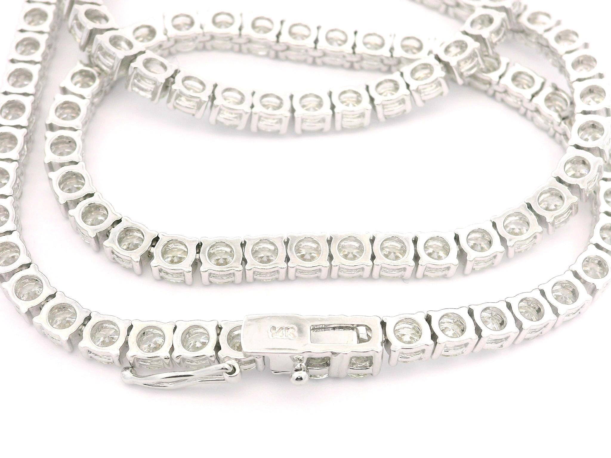 New 14k White Gold 21.19ctw 109 Round Natural Diamond Line 17