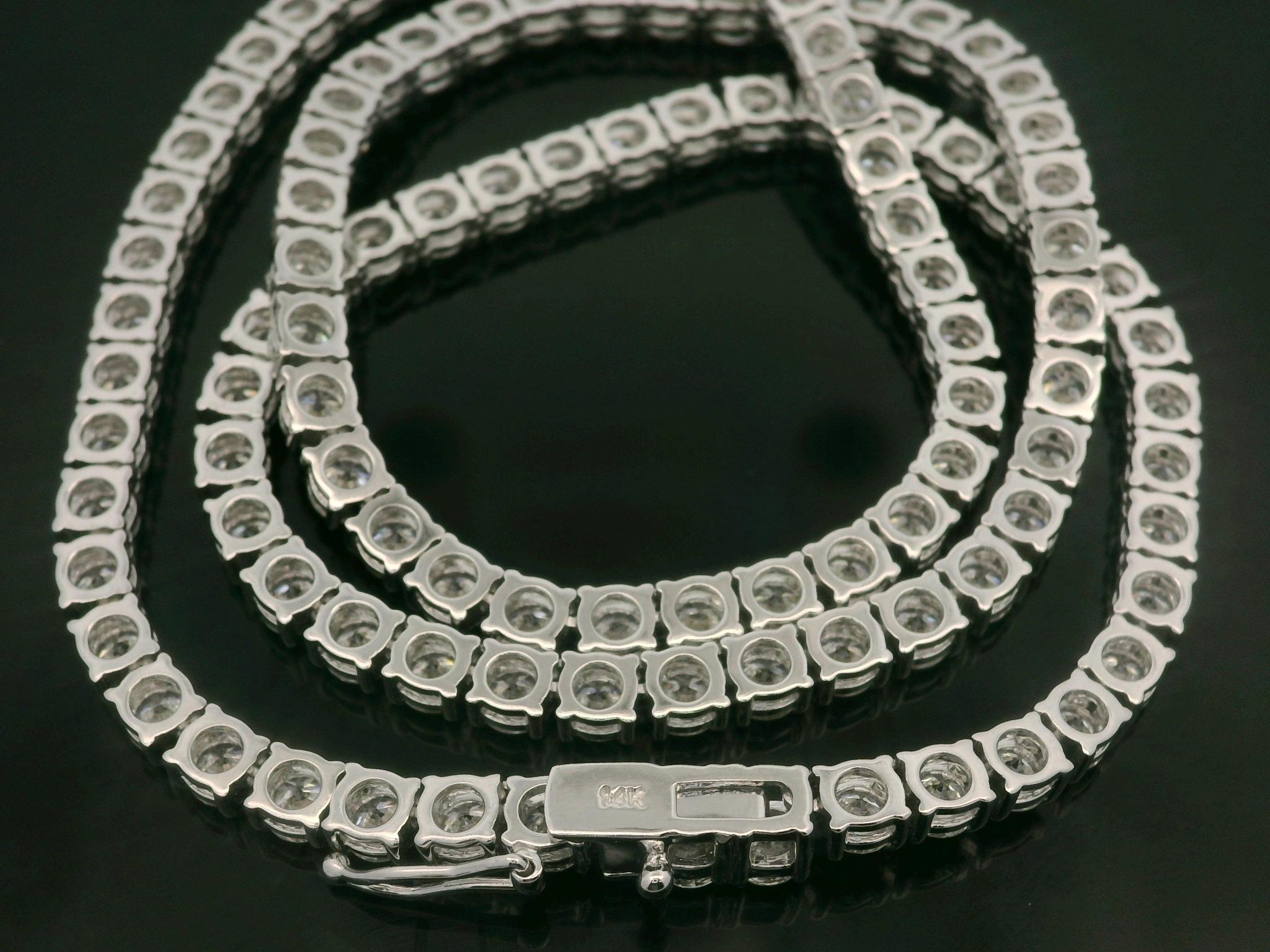 New 14k White Gold 21.19ctw 109 Round Natural Diamond Line 17