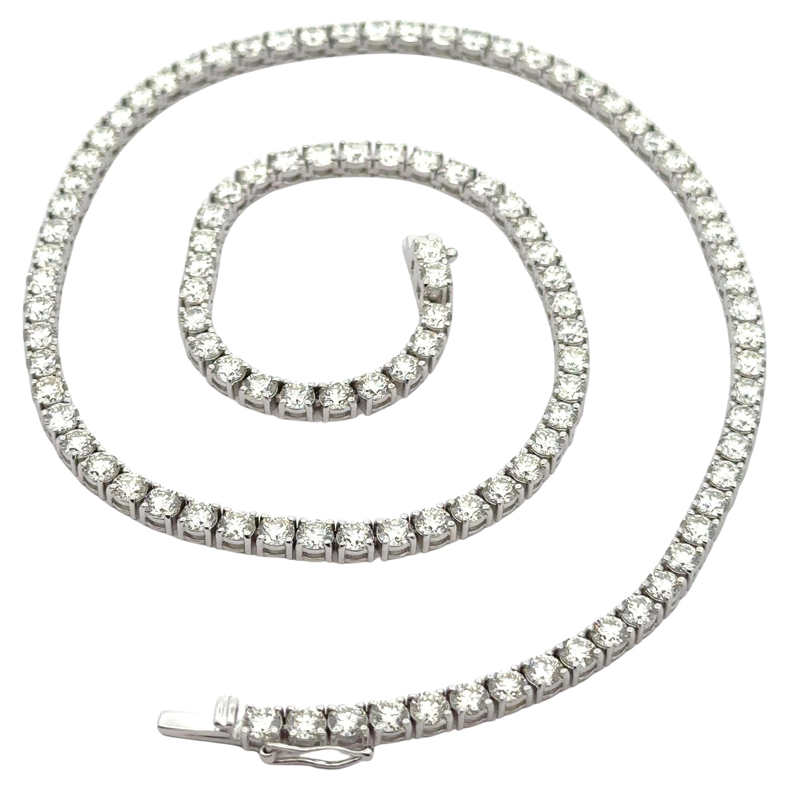 New 14k White Gold 21.19ctw 109 Round Natural Diamond Line 17" Tennis Necklace