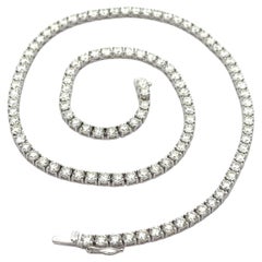 New 14k White Gold 21.19ctw 109 Round Natural Diamond Line 17" Tennis Necklace