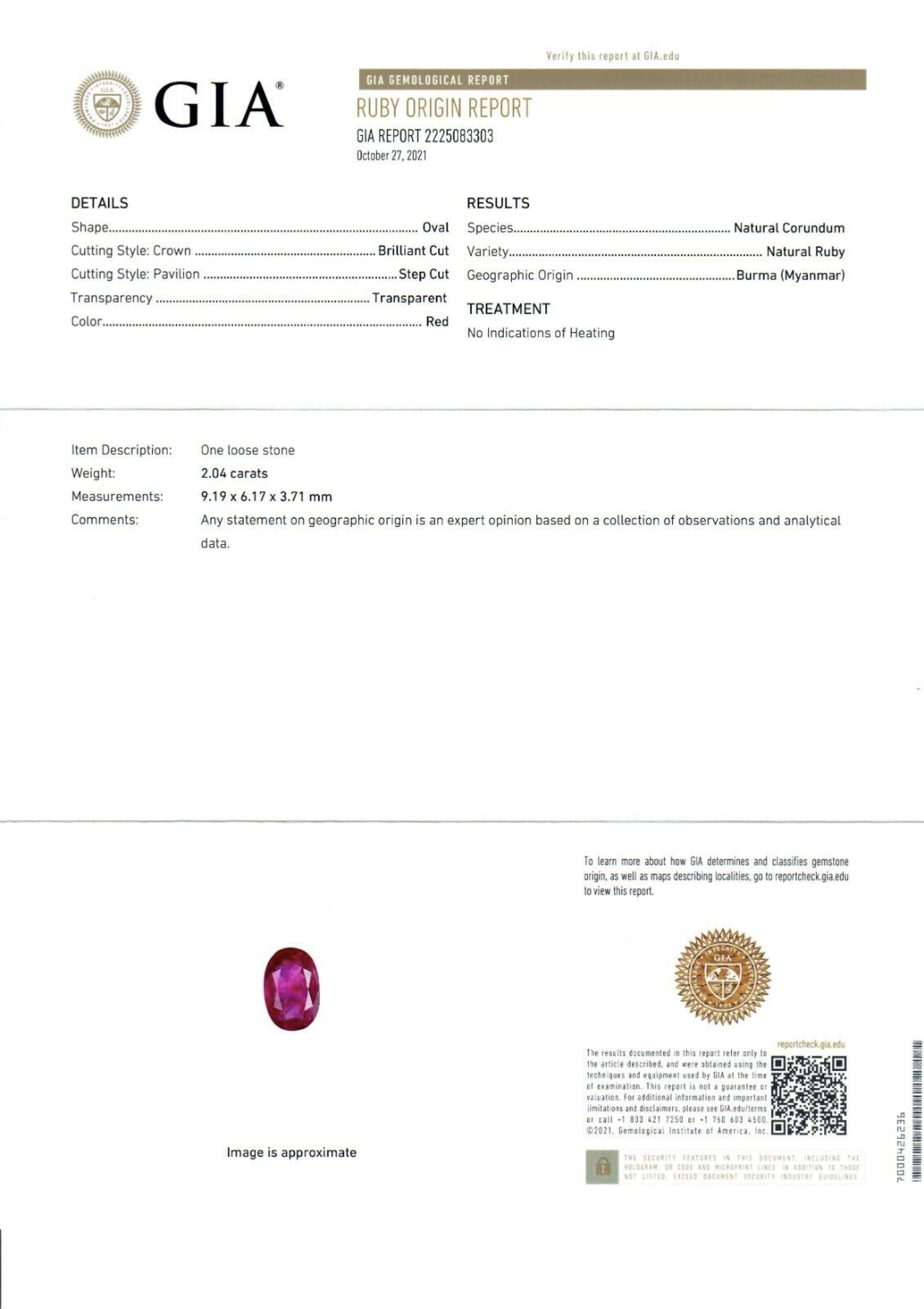 New 14k White Gold 2.37ct GIA Burma Oval Bezel Ruby & Diamond Halo Milgrain Ring For Sale 7