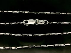 New 14k White Gold 24" Antique Style Polished Faceted Link Chain Necklace