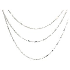 New 14k White Gold 24" Antique Style Polished Faceted Link Chain Necklace