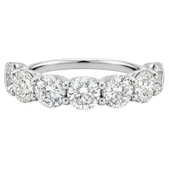 New 14k White Gold 3.30ctw Large Lively 7 Round Brilliant Diamond Band Ring