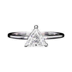 New 14K White Gold .58 Carat Trillion Cut Diamond Engagement Ring GIA Certified