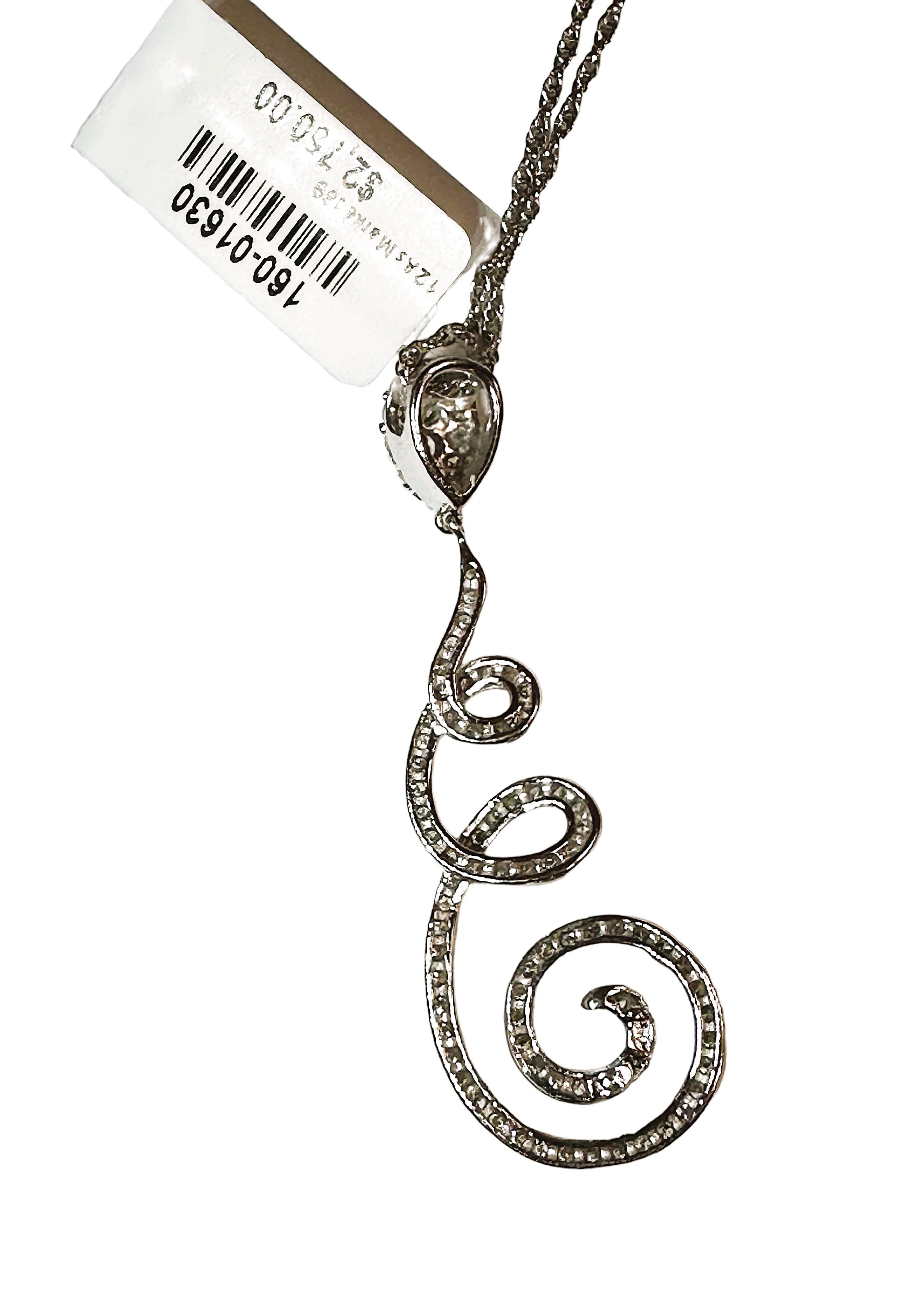 Brilliant Cut New 14k White Gold .58 Carat Natural Diamond Pendant Necklace - 17.5 Inches