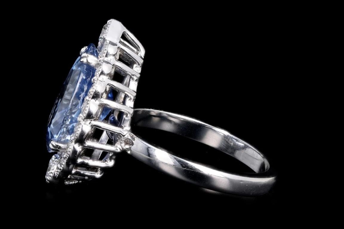 Pear Cut New 14K White Gold 5.90 Carat Natural Ceylon Sapphire and Diamond Ring