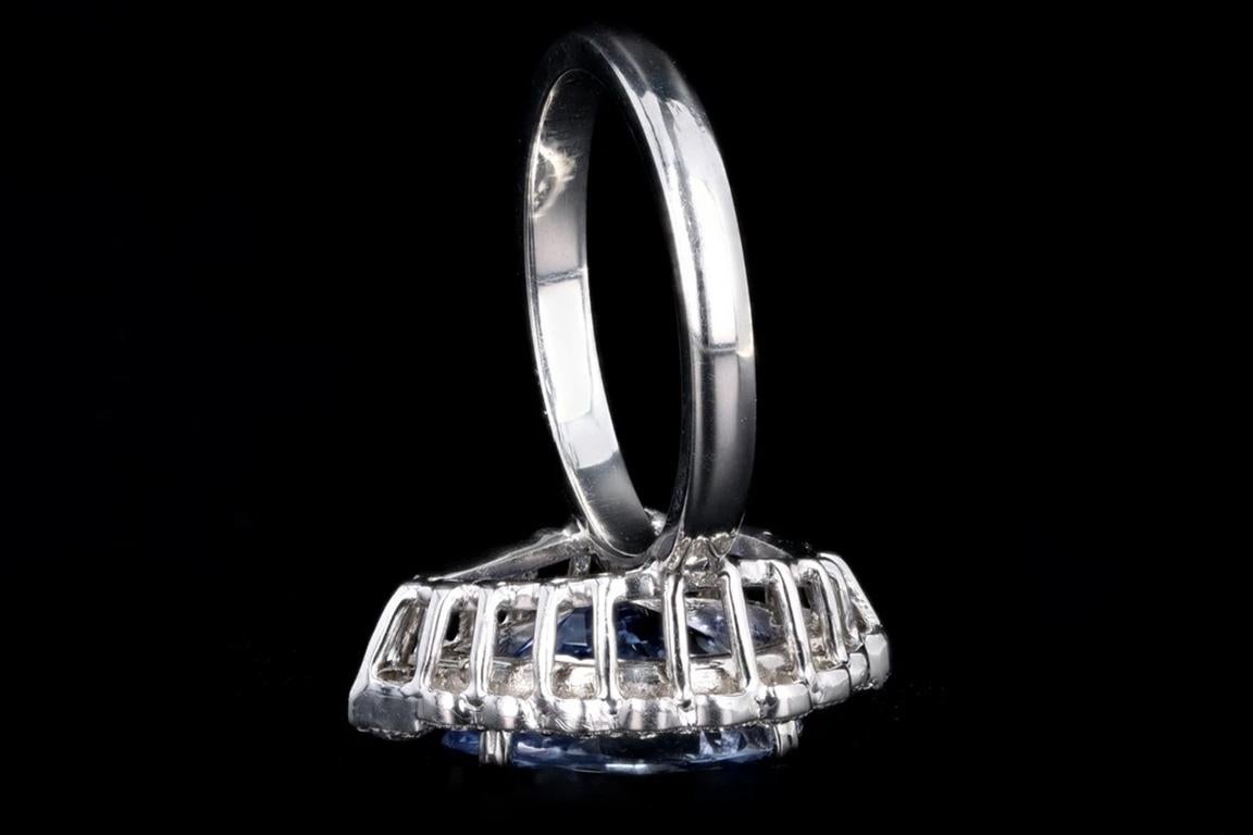 New 14K White Gold 5.90 Carat Natural Ceylon Sapphire and Diamond Ring 2