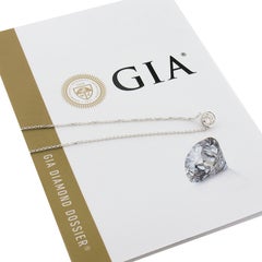 NEW 14k White Gold .70ct GIA Round Diamond Solitaire Pendant & Adjustable Chain