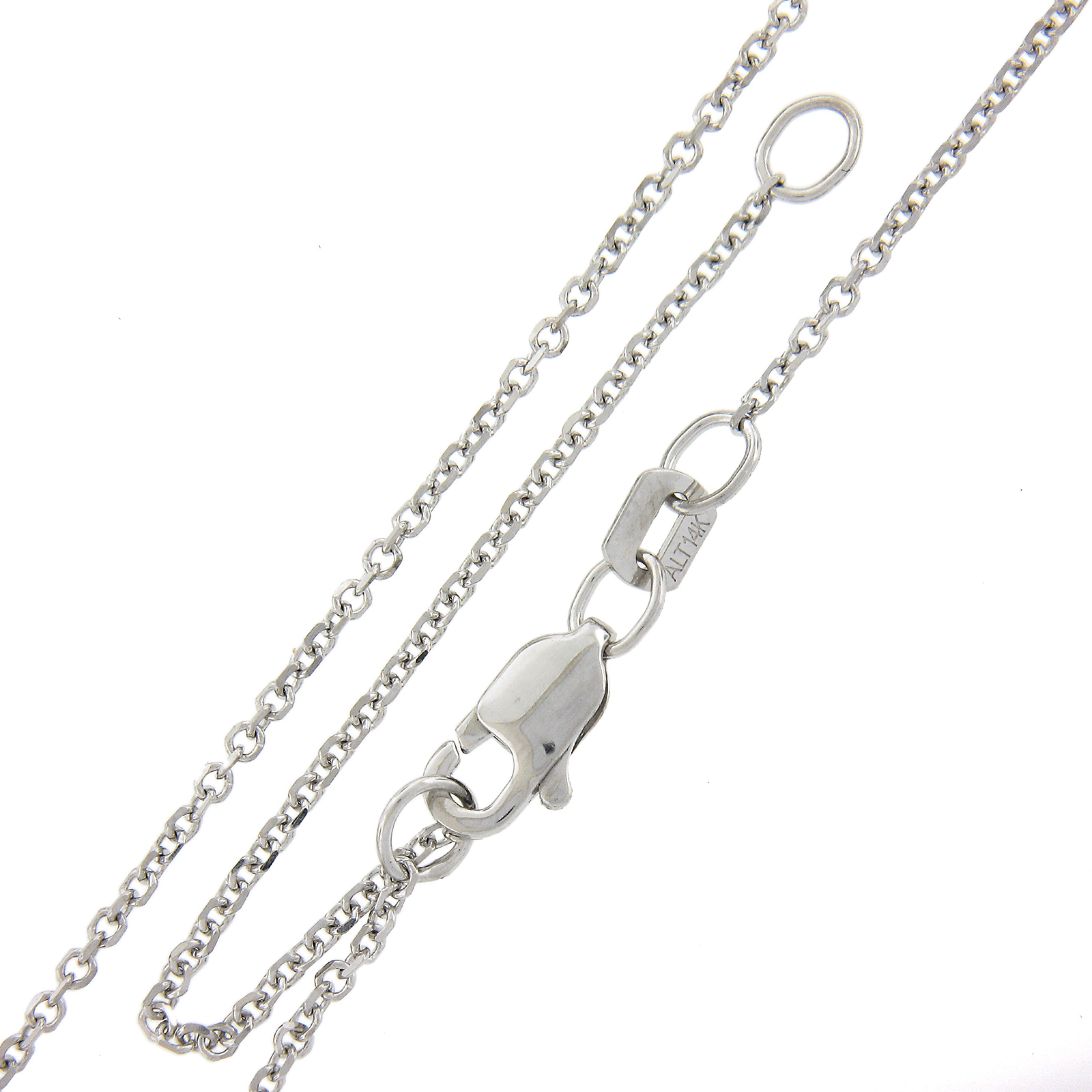 NOUVEAU Pendentif solitaire en or blanc 14k avec diamant rond de 0,70ct GIA et chaîne ajustable en vente 3