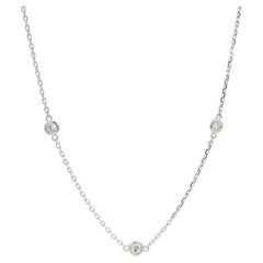 New 14k White Gold .73ctw Diamond 10 Station By The Yard Link Chain Necklace