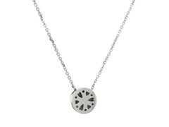 New 14k White Gold Diamond Round Circle Disk Slide Pendant Necklace