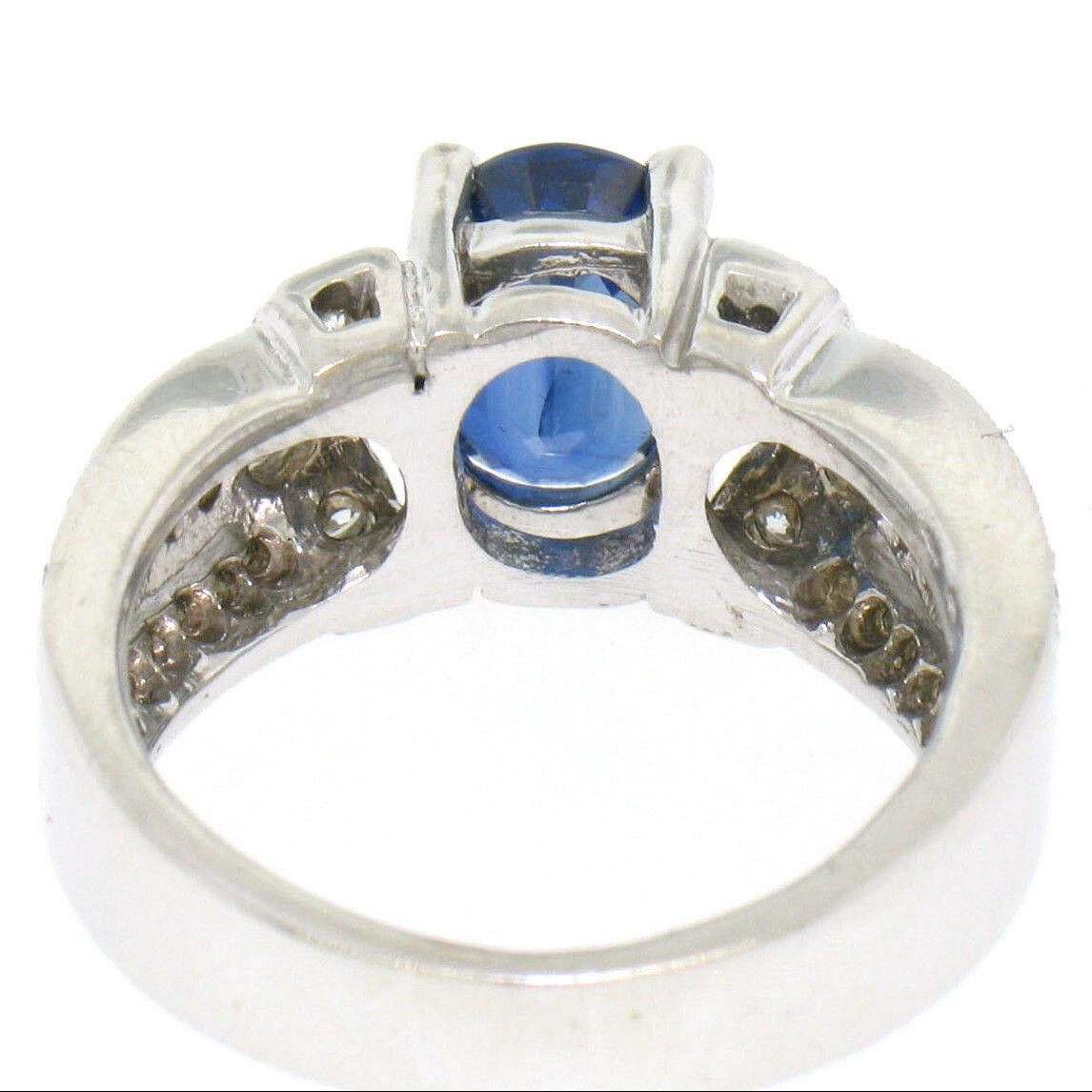 14k White Gold EGL 2.18ct Oval Royal Blue Sapphire & Diamond Engagement Ring 3