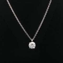 New 14k White Gold GIA 0.57ct D SI1 Diamond Solitaire Slide Pendant Necklace