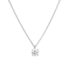 New 14k White Gold GIA 0.57ct D SI1 Diamond Solitaire Slide Pendant Necklace