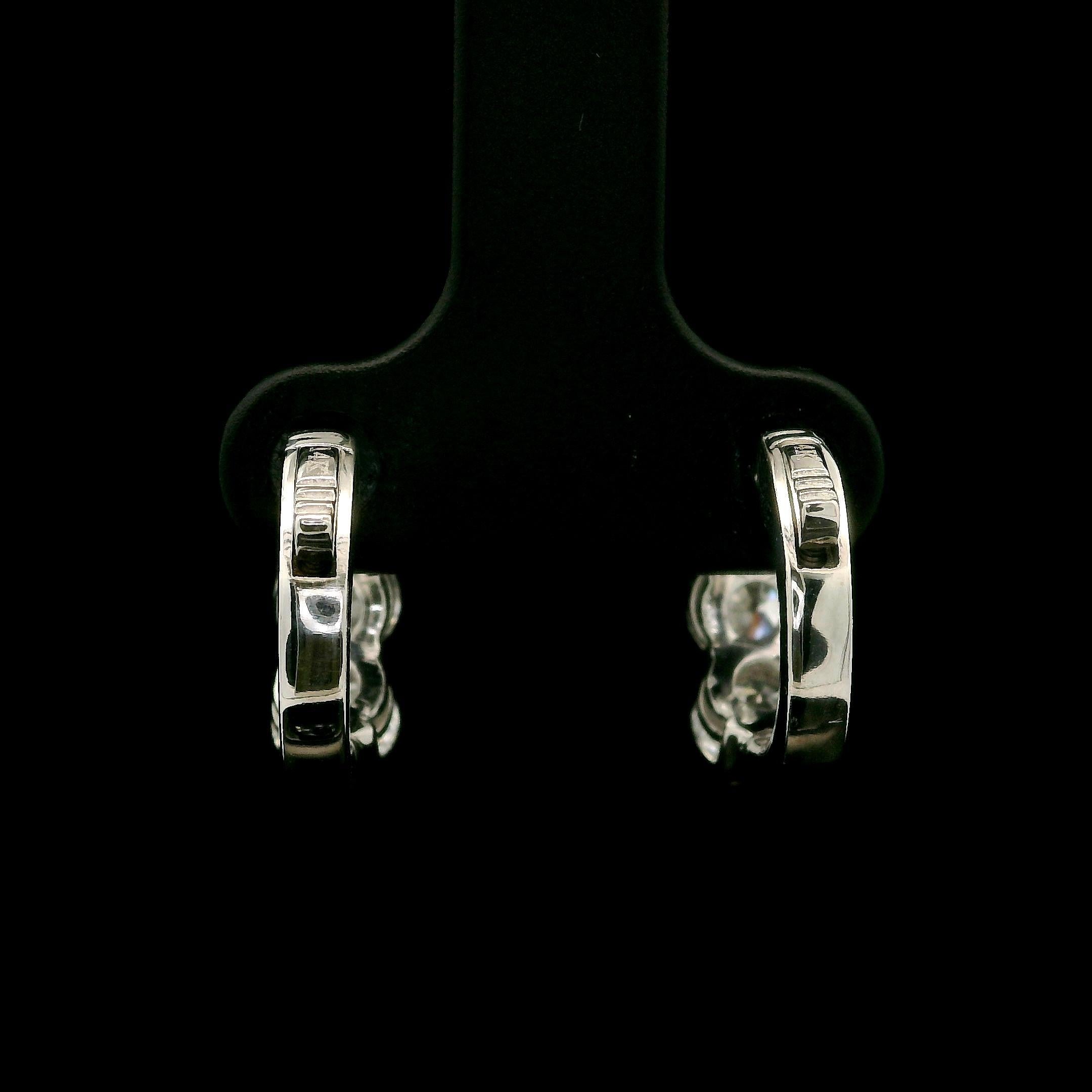 New 14k White Gold GIA 2.74ctw D VS2 Round Diamond Classic Hoop Huggie Earrings 6