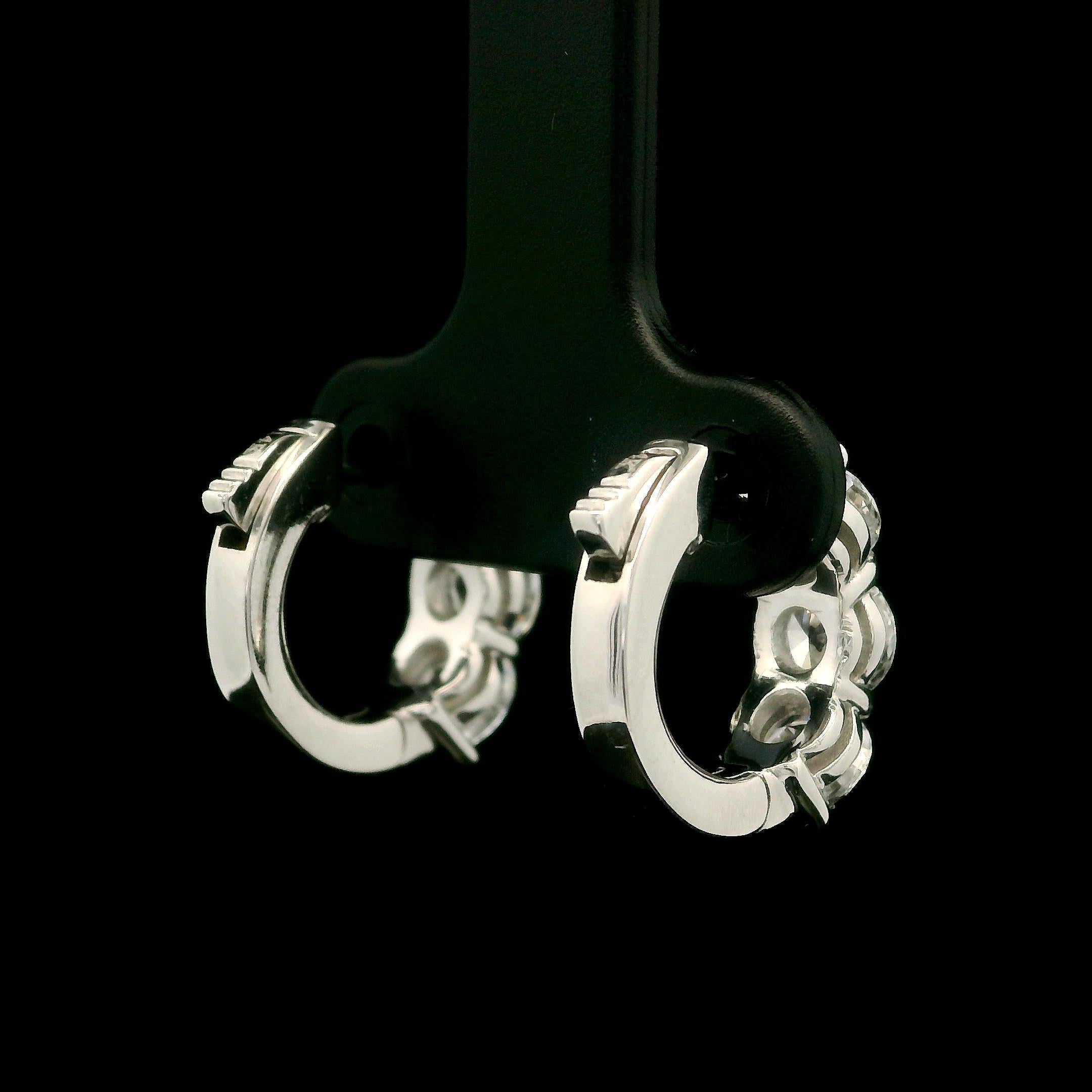 New 14k White Gold GIA 2.74ctw D VS2 Round Diamond Classic Hoop Huggie Earrings 7