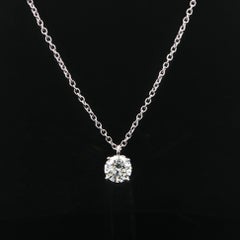 New 14k White Gold GIA .53ct F SI1 Diamond Solitaire Pendant Necklace (Collana con ciondolo solitario)