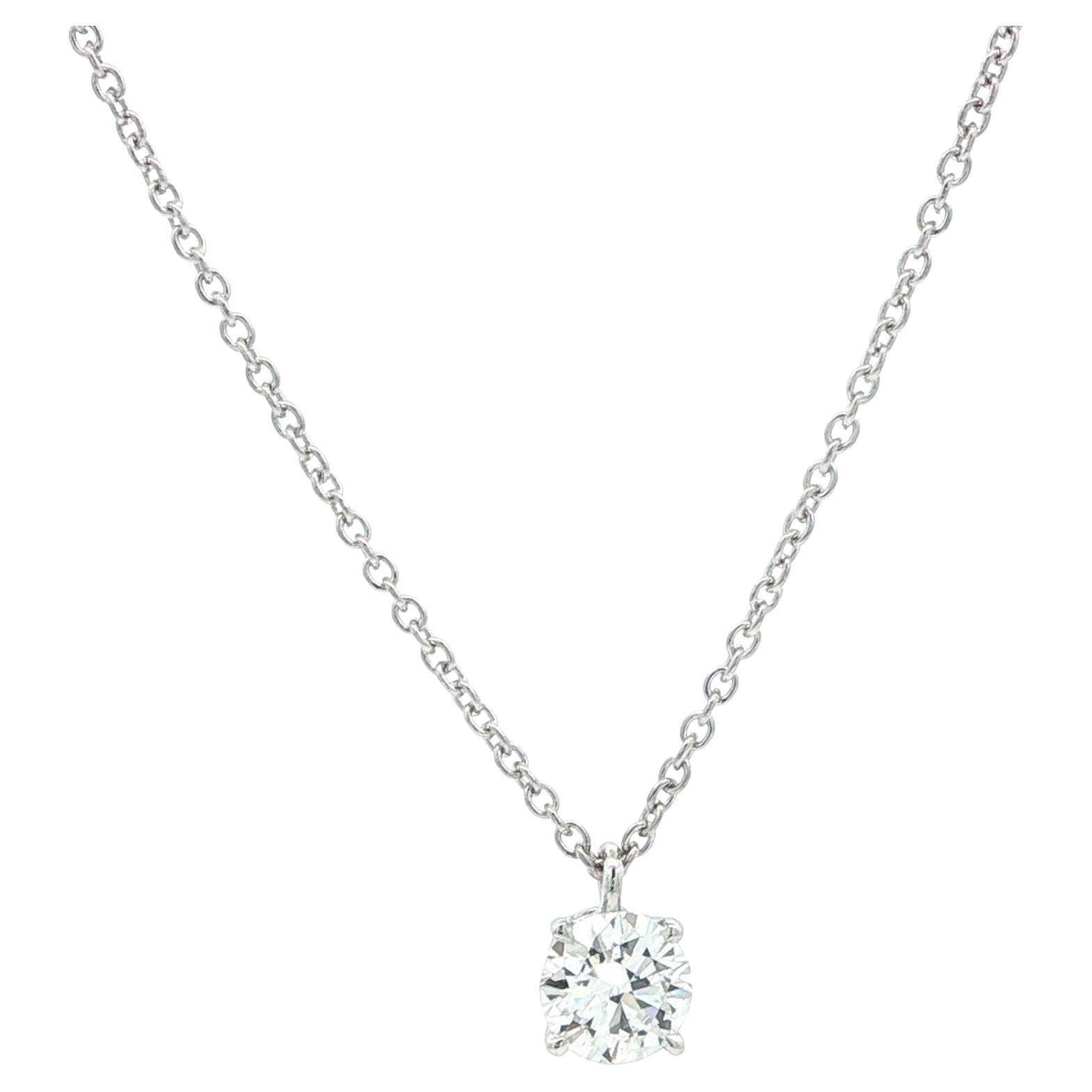 Nuevo Collar Colgante Solitario Oro Blanco 14k GIA .53ct F SI1 Diamante