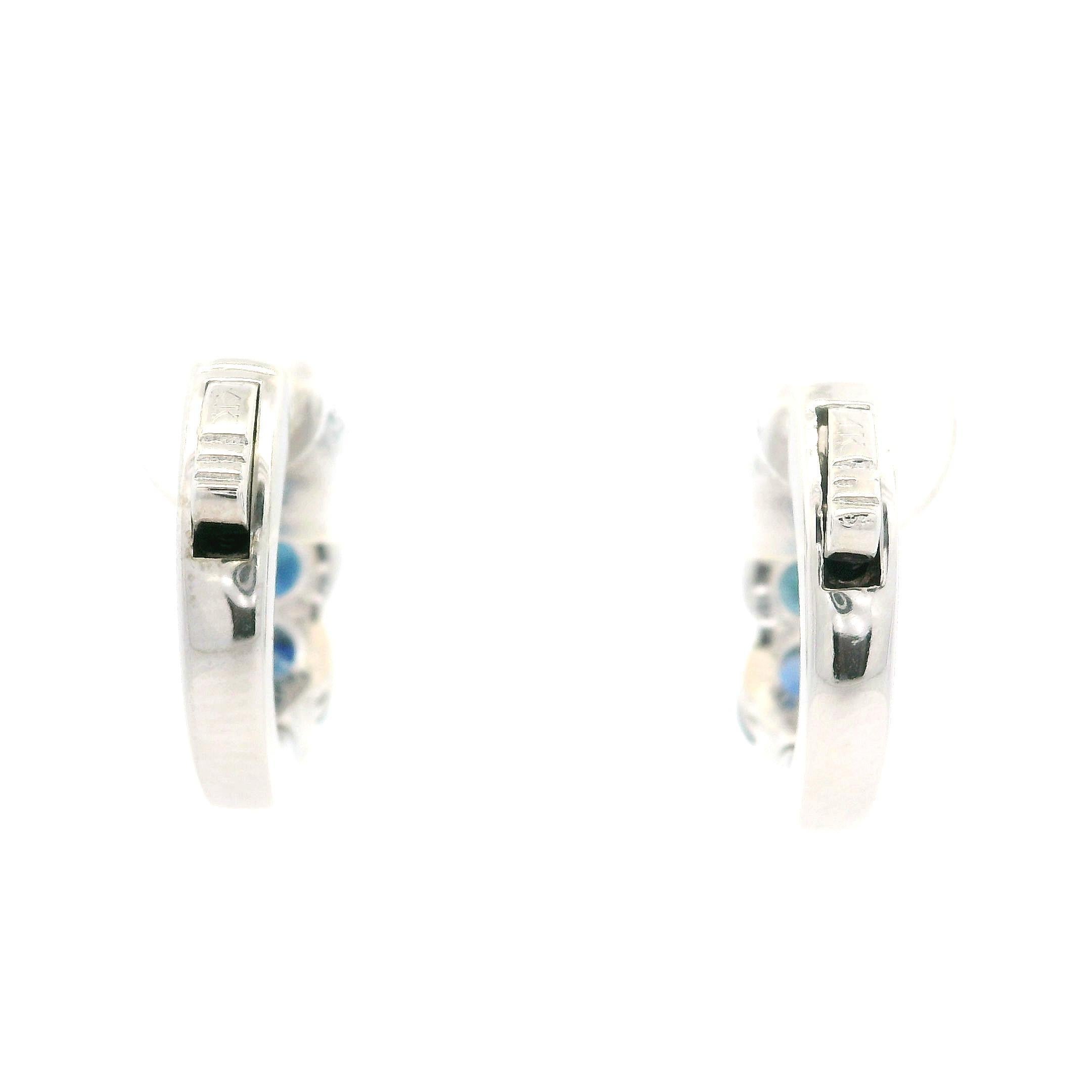 New 14k White Gold High Quality 1.97ctw Sapphire Hoop Huggie Push Latch Earrings (orecchini a cerchio) in vendita 1