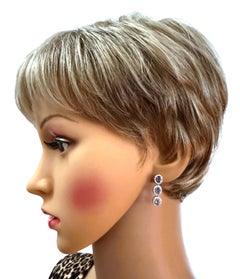 Nuevo Pendiente de oro blanco de 14 quilates P 1,3 quilates de tanzanita y zafiro talla diamante de ley