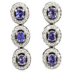 New 14k White Gold P 1.3 Carat Tanzanite 
Diamond Cut Sapphire Sterling Earring