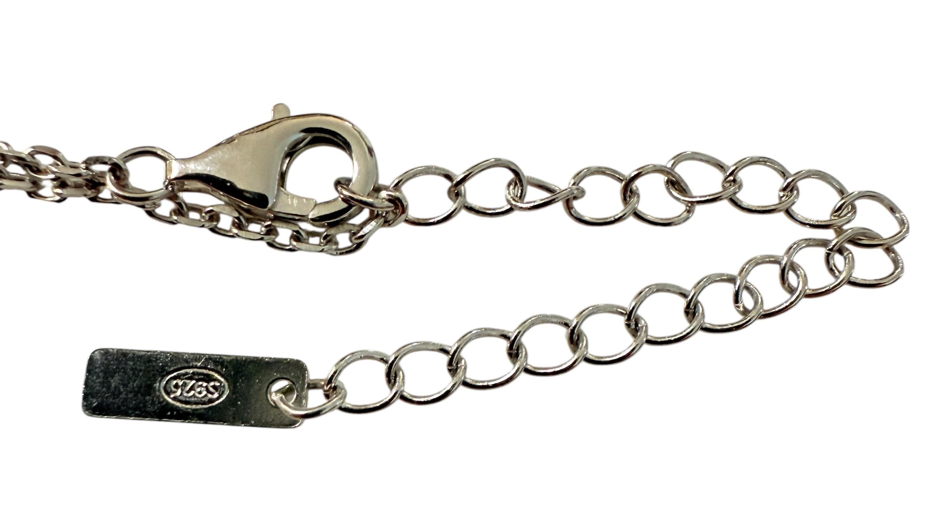 Nuevo collar de oro blanco de 14k PL de 10 piedras con esmeralda y zafiro talla diamante de ley en venta 4