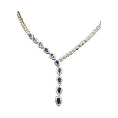 New 14k White Gold PL 10-Stone Kyanite & Diamond Cut Sapphire Sterling Necklace