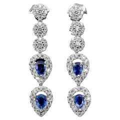 New 14k White Gold PL 2 Carat Kyanite 
Diamond Cut Sapphire Sterling Earring