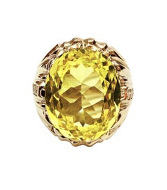 New 14K White Gold PL 8.2 Carat Yellow & Diamond Cut Sapphire Sterling Ring